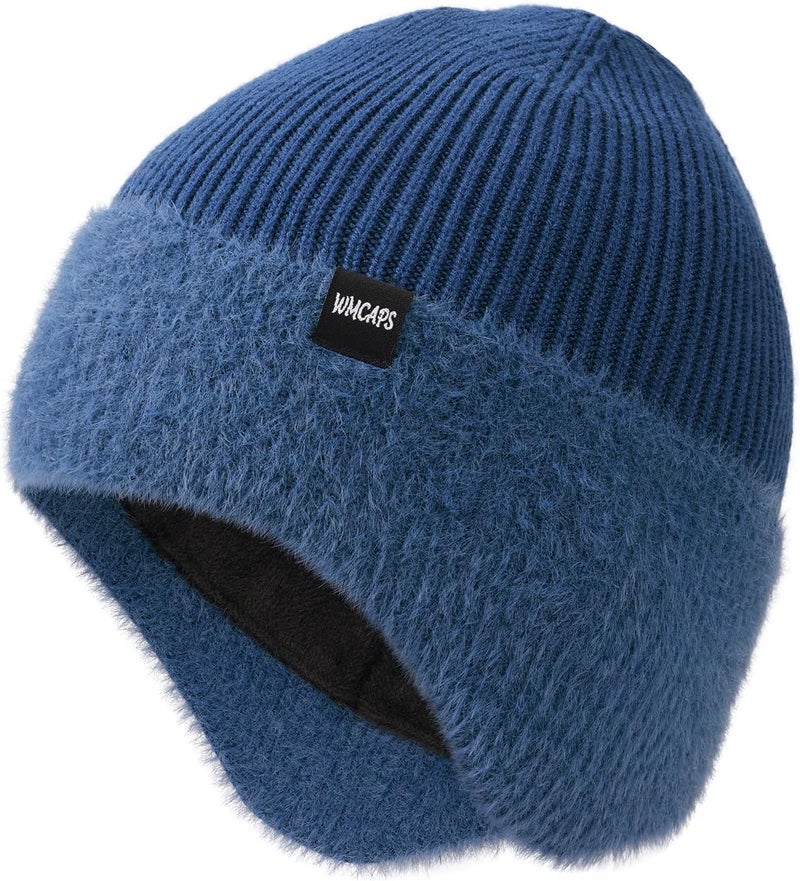 Wmcaps Winter Fleece Line Beanie with Earflap for Men Women, Outdoor Warm Thermal Knitted Hat Stocking Caps - Image 1
